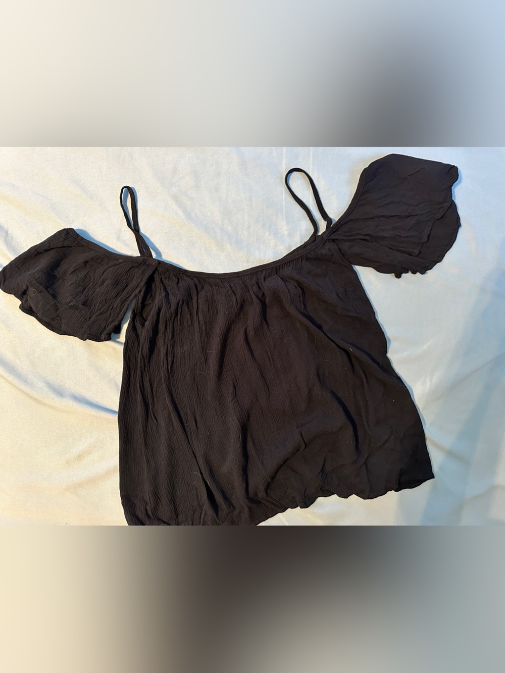 one clothing Black Off-Shoulder Top with Spaghetti Straps